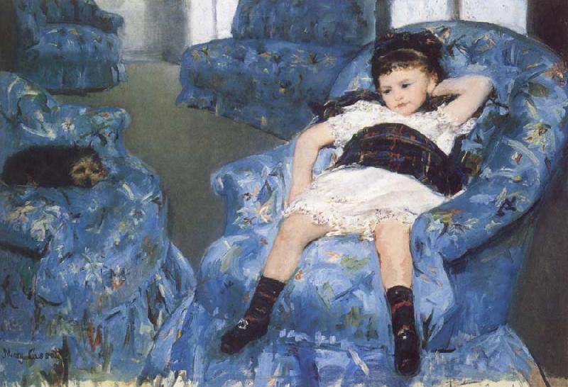 Mary Cassatt Little Girl in a Blue Amchair oil painting picture